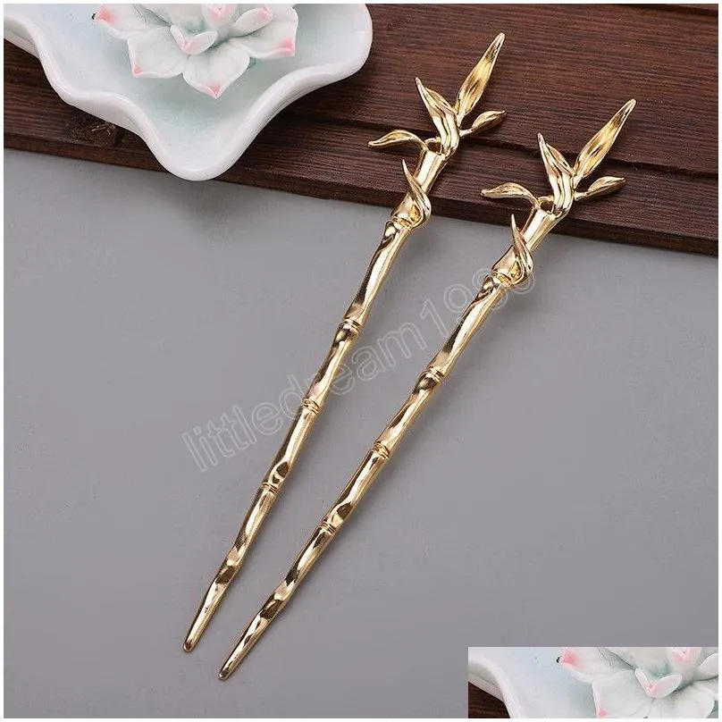 chinese style hair sticks bamboo shaped metal hairpin girls hanfu party hair accessories retro hair bun forks chopsticks jewelry