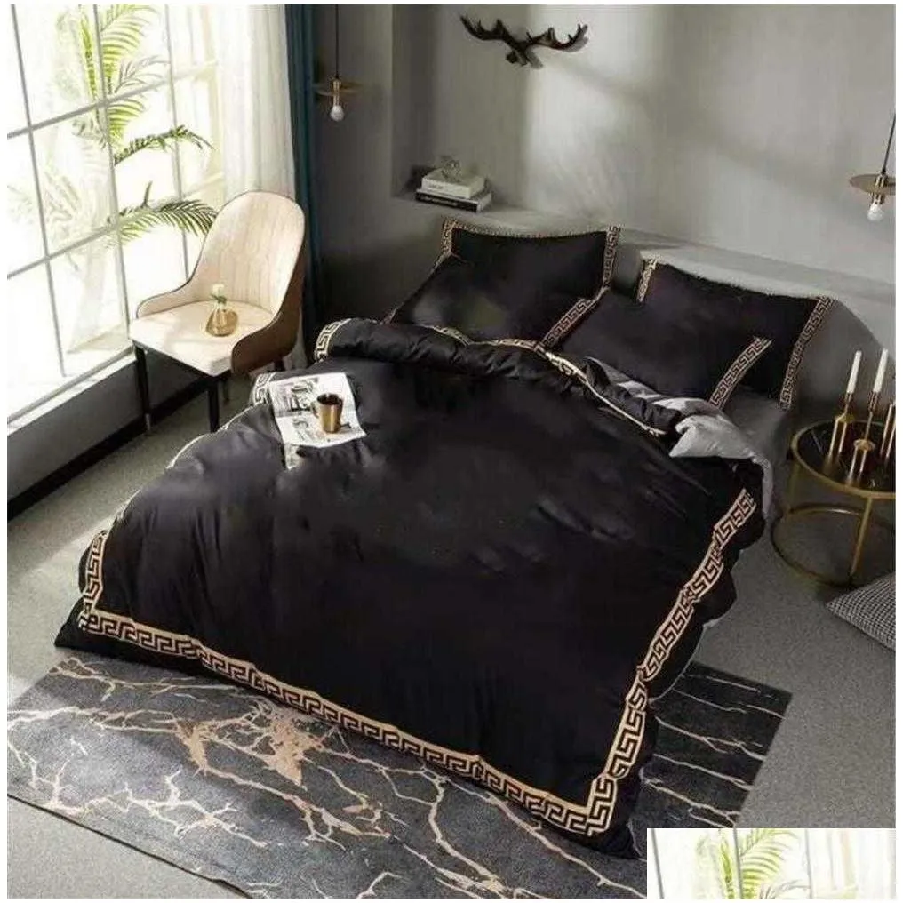 bedding sets fashion king size designer bedding set covers pcs letter printed cotton soft comforter duvet cover luxury queen bed sheet