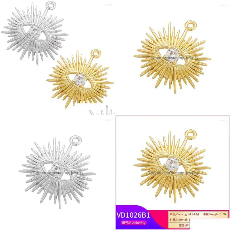 charms zhukou gold color sea urchin pendant diy handmade necklace earrings jewelry accessories supplies wholesale vd1026