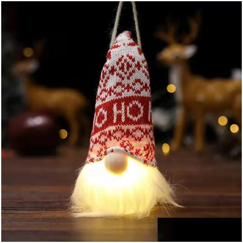 keychains 2023 fashion christmas decorations forest old man with lamp pendant faceless doll luminous led cute home hanging ornaments