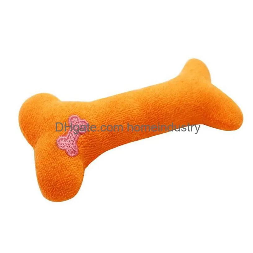 plush pet dog puppy sound toys bone shape puppy cat chew squeaker squeaky toy pillow solid color five colors 4979 q2