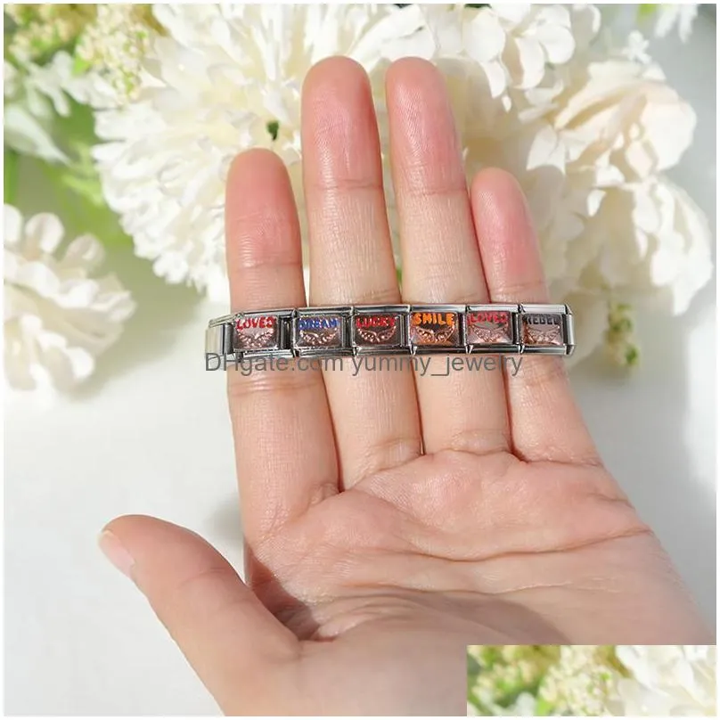 charms hapiship fashion rose nana dream lucky real enjoy charm link fit 9mm bracelet stainless steel jewelry making dj252