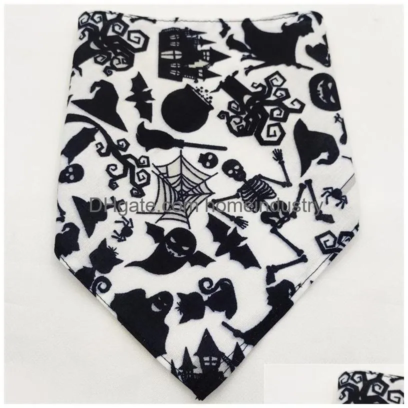 halloween dog bandanas dog apparel soft and breathable adjustable pumpkin patterns printing pet kerchief pets scarf for small to large dogs puppy cat medium 1541