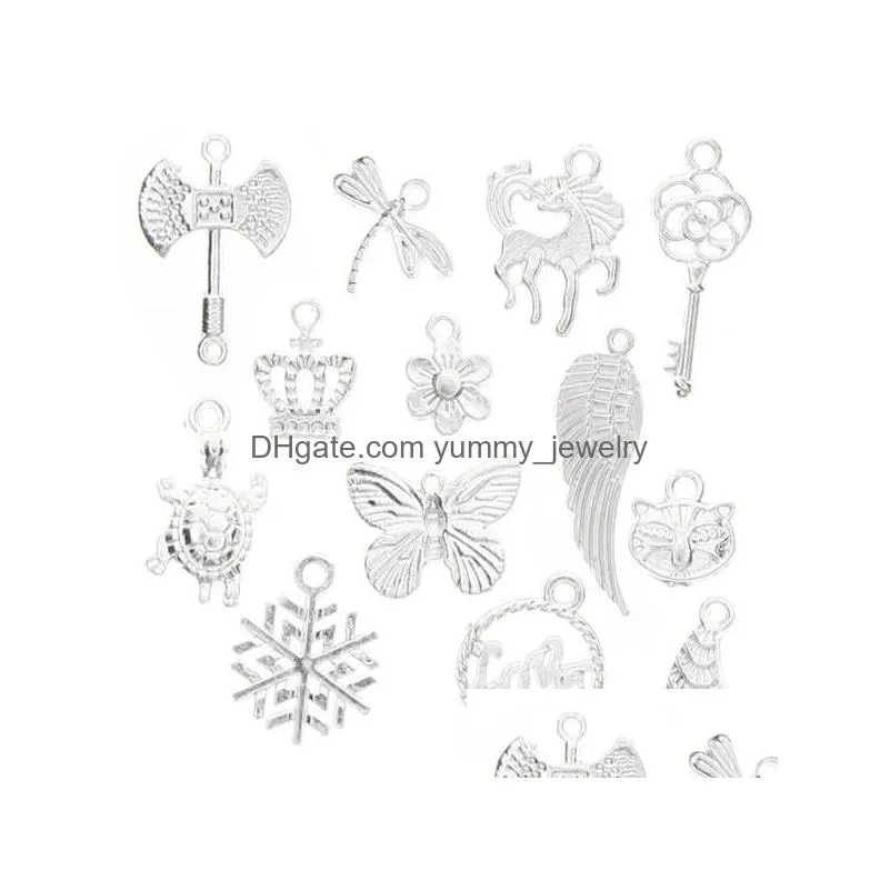 charms pcs/set lots gold/silver plated/ bronze mixed styles charm pendants diy jewelry for necklace bracelet craft findings