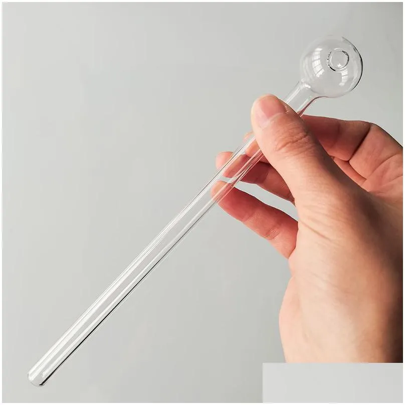 clear pyrex 7.9 inch lengthen long glass oil burner pipe oil nail burning jumbo concentrate pipes thick transparent great smoking tubes newtool
