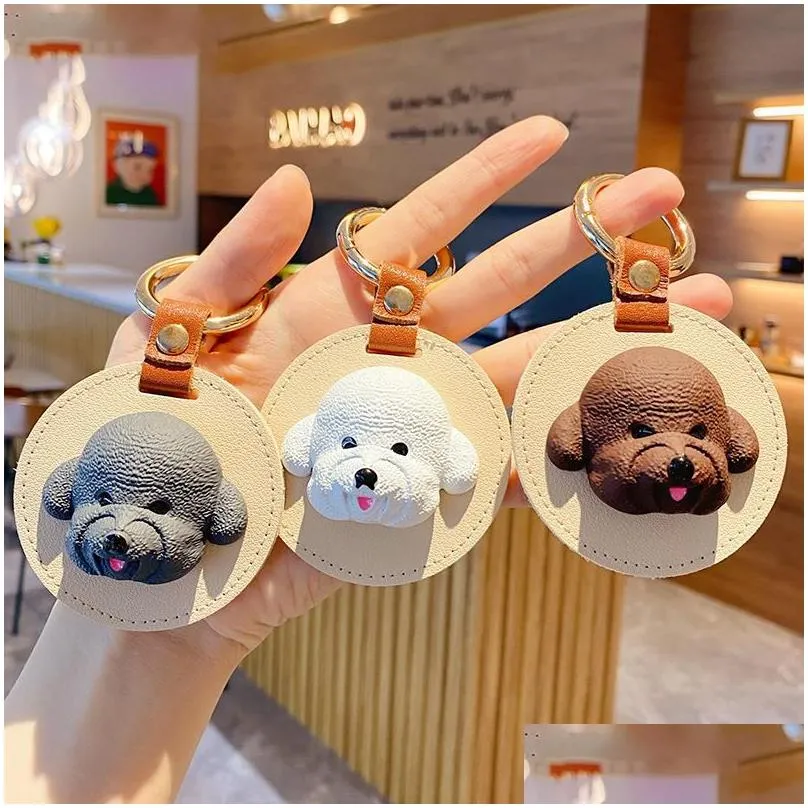 keychains keychain fashionself 3d multicoloured cute dog pu skin defense alloy gift for girl friend couple miri22