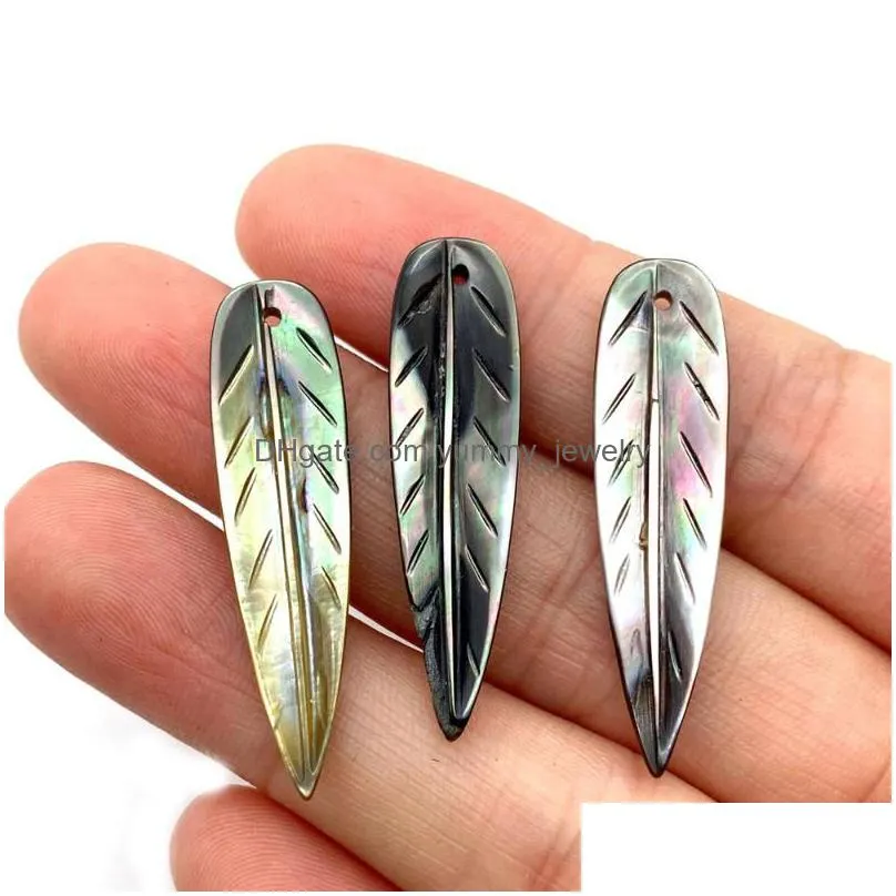 charms natural black shell pendant bead jewelry carving angel wing shape diy making necklace bracelet accessories charm