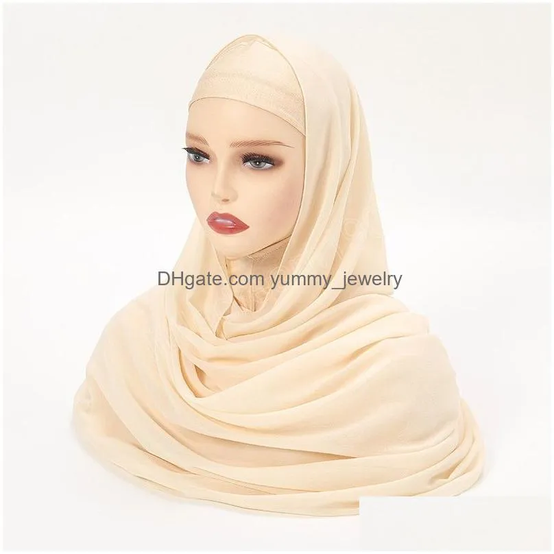 hijab with undercap chiffon hijab scarf instant hijab muslim women fashion headwrap shawls turban hijab for women islam headband