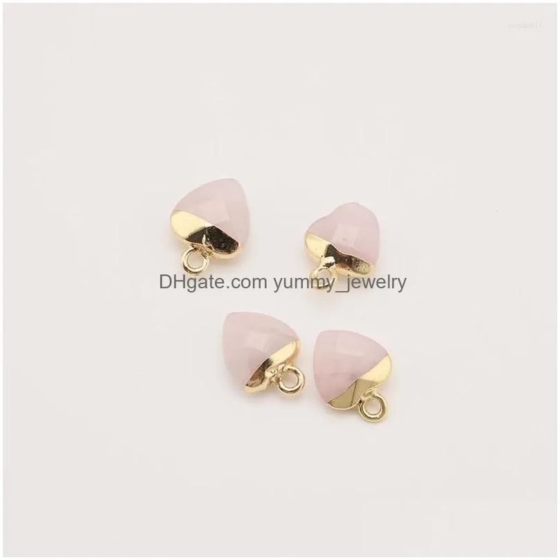 charms pink crystal brass with 18k gold plated heart pendant beads for women making neceklace bracelet diy jewelry accessories