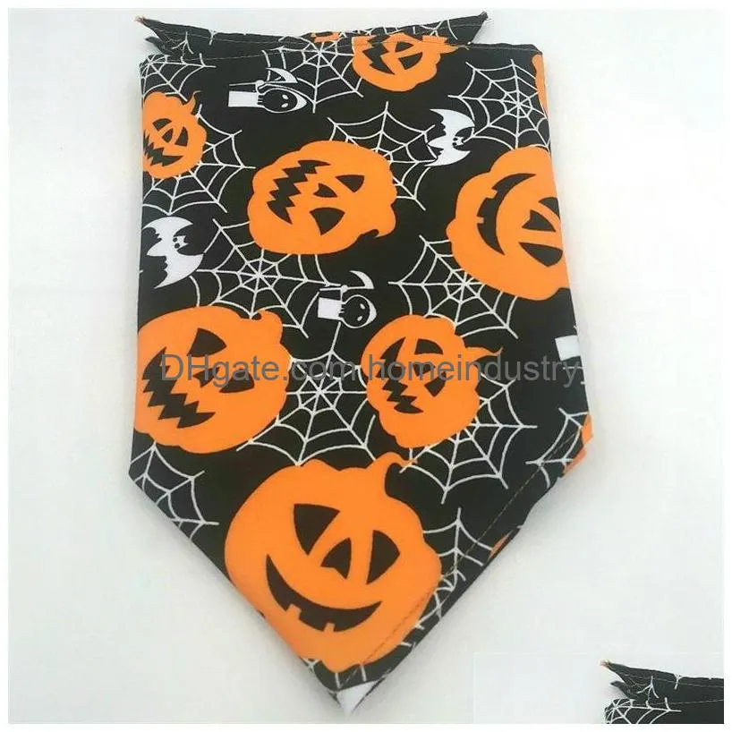 halloween dog bandanas dog apparel soft and breathable adjustable pumpkin patterns printing pet kerchief pets scarf for small to large dogs puppy cat medium 1541