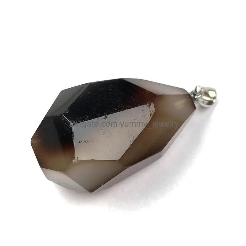 charms fashion faceted crystal pendants natural stone agates quartz pendant for jewelry making diy necklace accessories