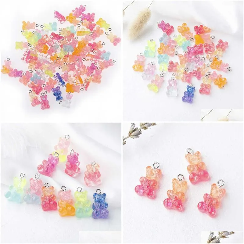 yeyulin 100 pcs candy bear cute resin charms diy findings gummy earrings keychain necklace pendant jewelry decor accessory