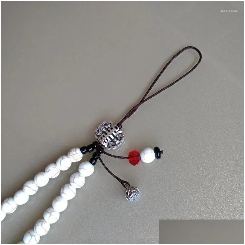 keychains 2023 handmade stone beads phone lanyard short anti-slip chain mobile pendant fashion crystal key jewelry