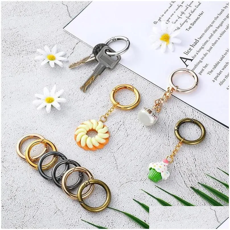 keychains spring o ring alloy trigger round buckle 6 color hook buckles diy accessorieskeychains