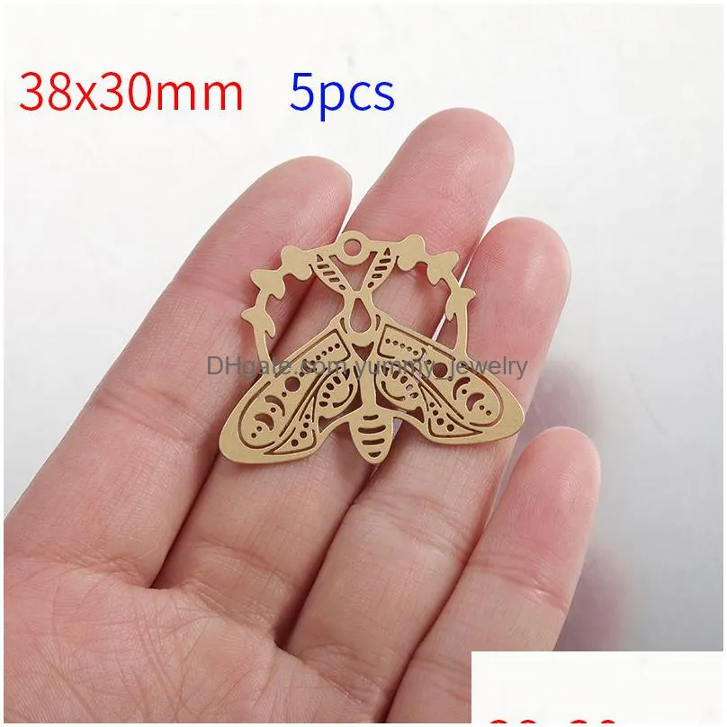 charms raw brass moth celestial butterfly pendant crescent moon on for diy jewelry fiindings making decoration