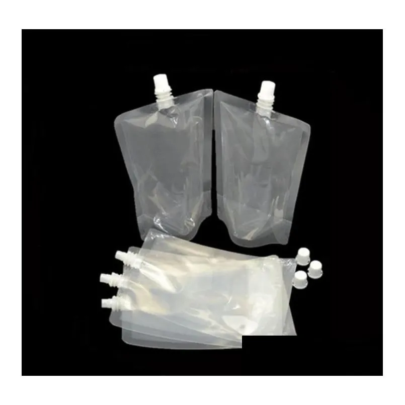 DHL 500pcs 250-500ml Stand-up Plastic Drink Packaging Bag Spout Pouch for Beverage Liquid Juice Milk Coffee Bags SN609