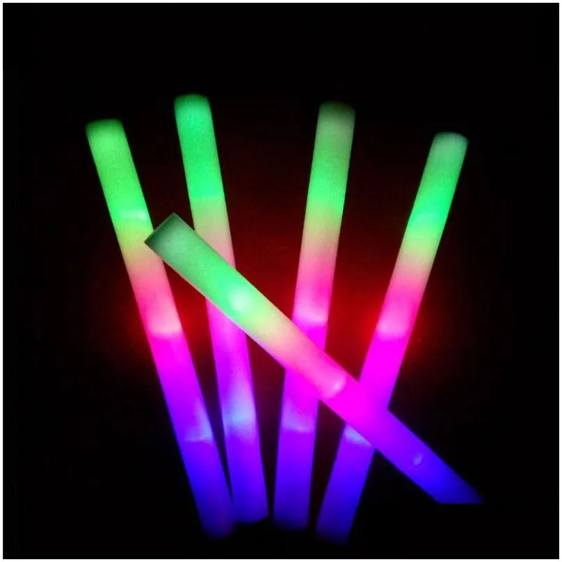 Light-Up Foam Sticks Party Concert Decor LED Soft Batons Rally Rave Glowing Wands Color Changing Flash Torch Festivals Luminous Stick