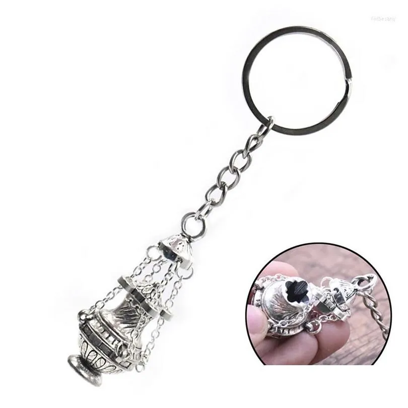 keychains 1pcs christian incense burner keychain religious key ring jewelry bag car pendant keyfob souvenirs gift high quality