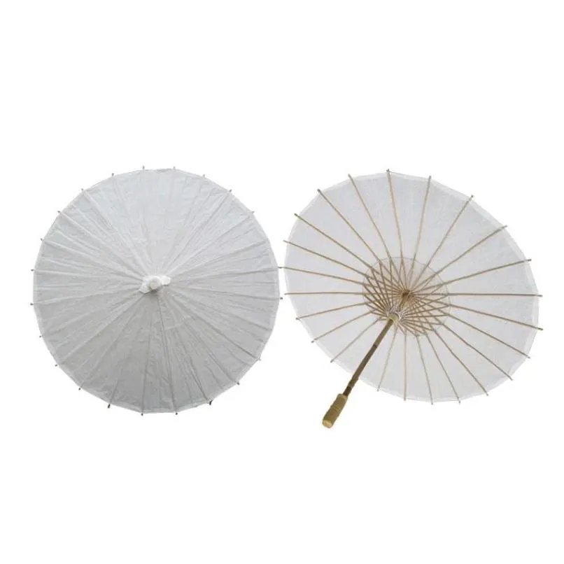 60pcs Bridal Wedding Parasols White Paper Umbrellas Beauty Items Chinese Mini Craft Umbrella Diameter 60cm SN4664