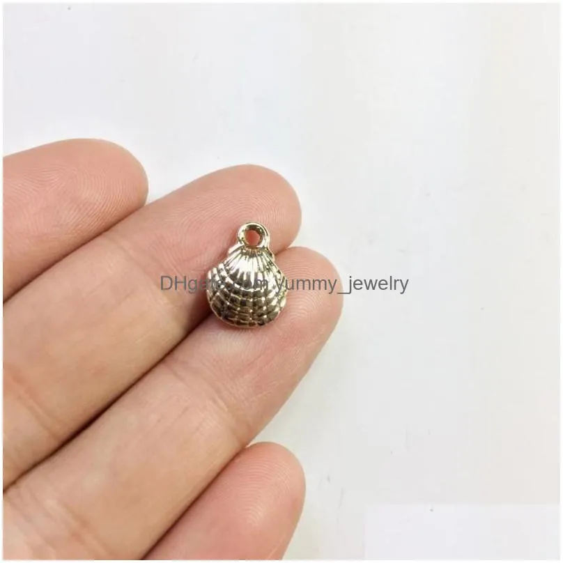 charms eruifa 20pcs 10mm nice 3d sea shell zinc alloy necklace earring bracelet jewelry diy handmade 2 colorscharms