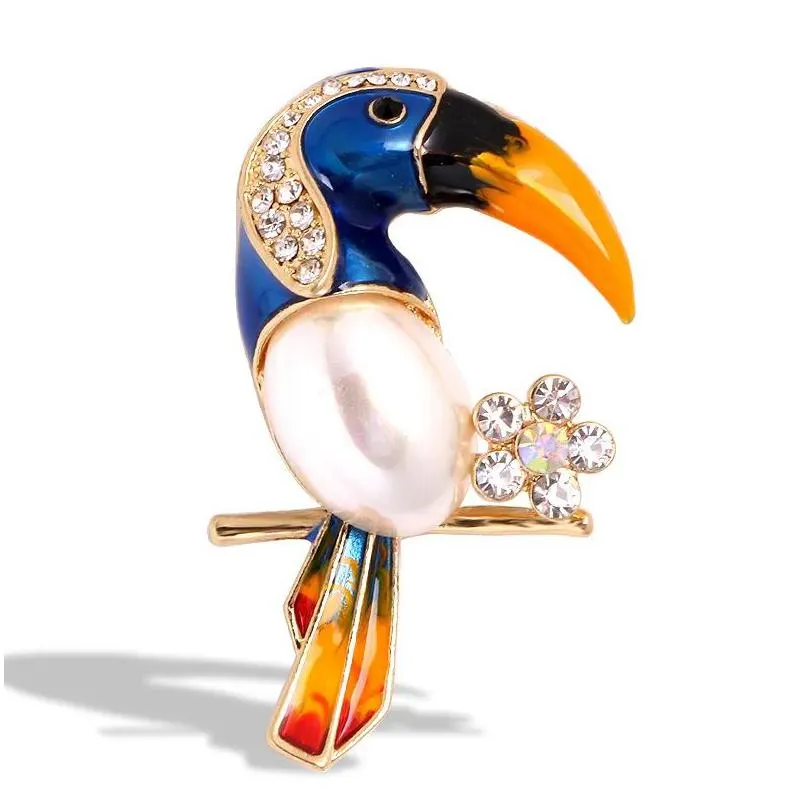 creative small aninal bird brooch for women rhinestone dripping oil diamond brooch men suit jacket coat collar pins jewelry gift