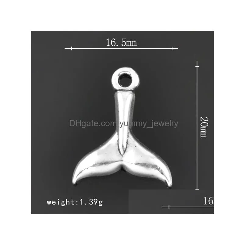 free shipping new fashion easy to diy 30pcs whale tail nautical animal charm jewelry making fit for necklace or bracelet