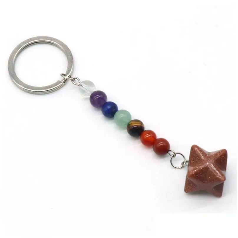 keychains exquisite women keychain natural stone agate sodalite blue turquoise star key rings for cars bags clothing pendant jewelry