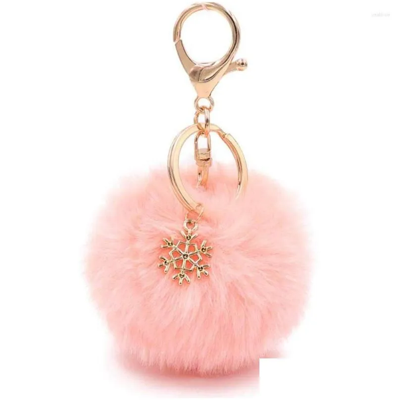 keychains 2023 pom poms heart faux fur keyholder bag accessory girl car keyring pendant jewelry