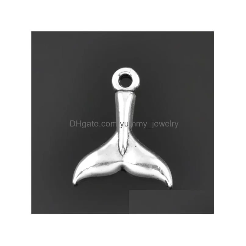 free shipping new fashion easy to diy 30pcs whale tail nautical animal charm jewelry making fit for necklace or bracelet