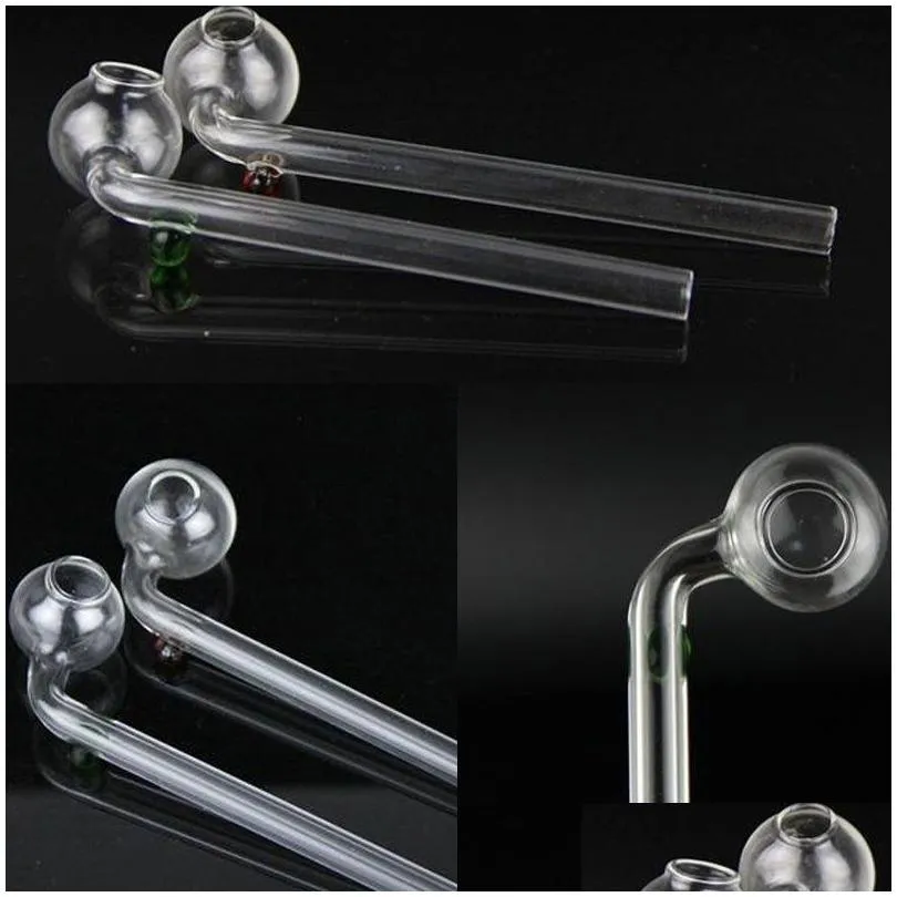 5.5inch length clear glass oil burner bong water pipe handcraft borosilicate thick transparent glass hand pipes with radom colored balancer smoking