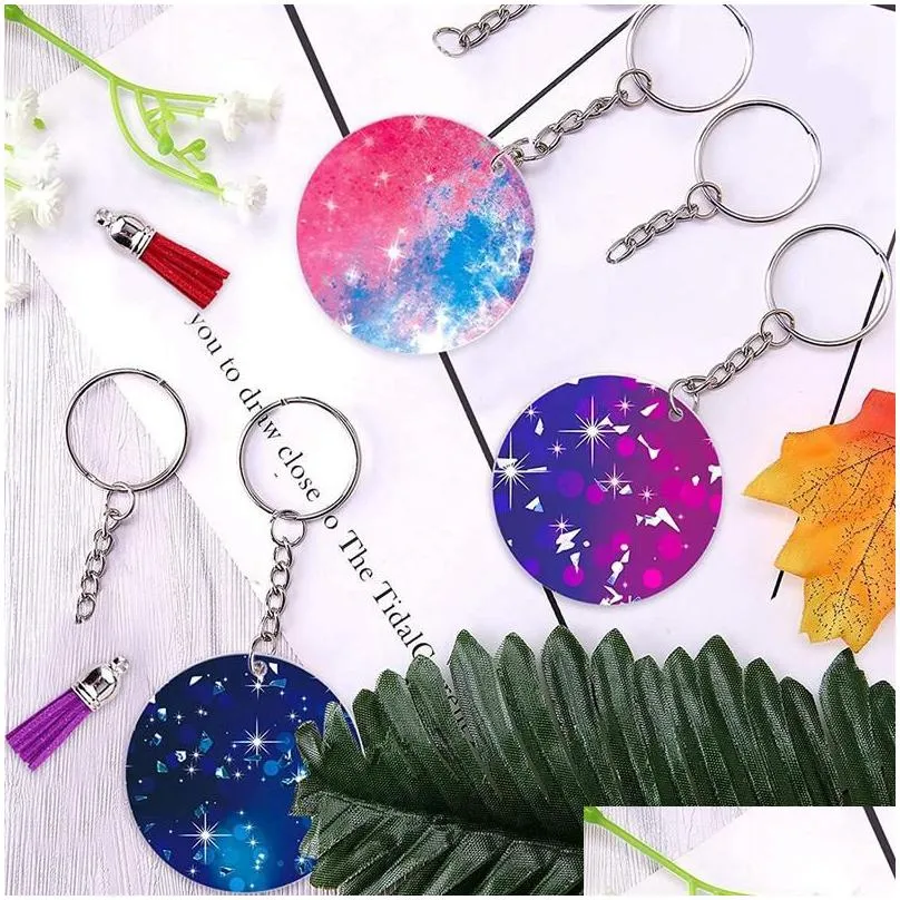 keychains sets of acrylic key chains transparent circle discs set clear round keychain blanks for diykeychains