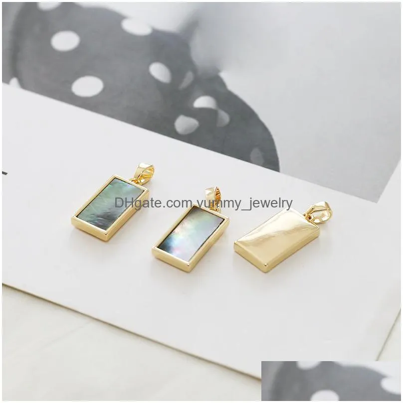 charms 10pcs diy restore ancient ways alloy with shell rectangle moon earrings charm necklace pendant accessories