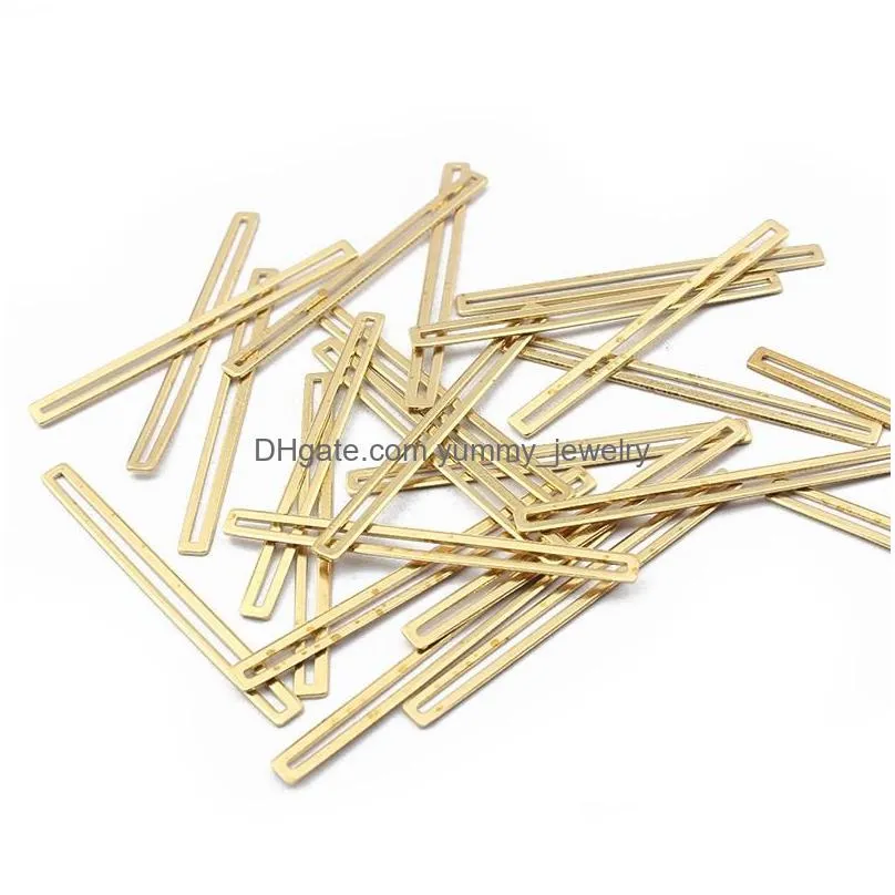 charms 20-50pcs raw brass 3 40mm rectangle frame bar connectors dor handmade earrings bracelet jewelry findings makingcharms