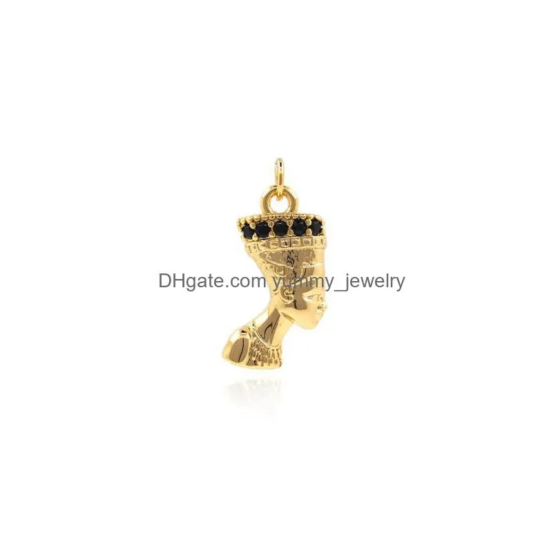 charms egyptian king pendant necklace for women bracelet creative jewelry making cubic zirconia character charm party giftcharms