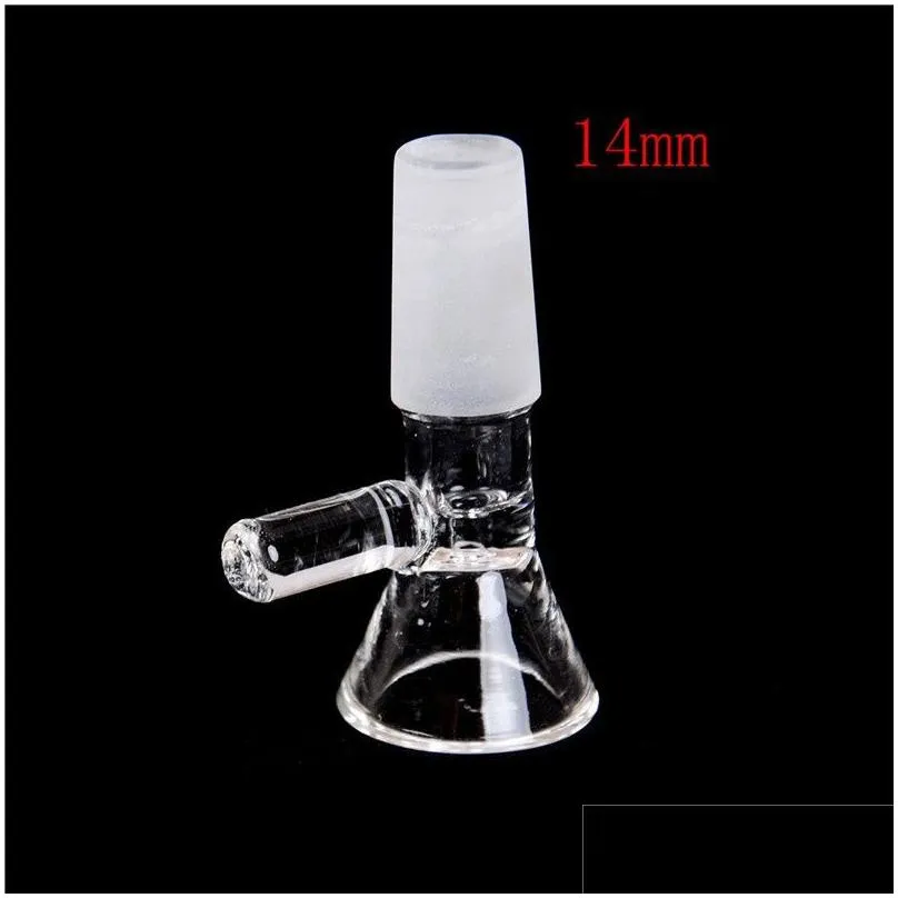 14mm thick clear slide male for water pipe bong handcraft glass bowl herb dry oil burner with handle smoking transparent accessories