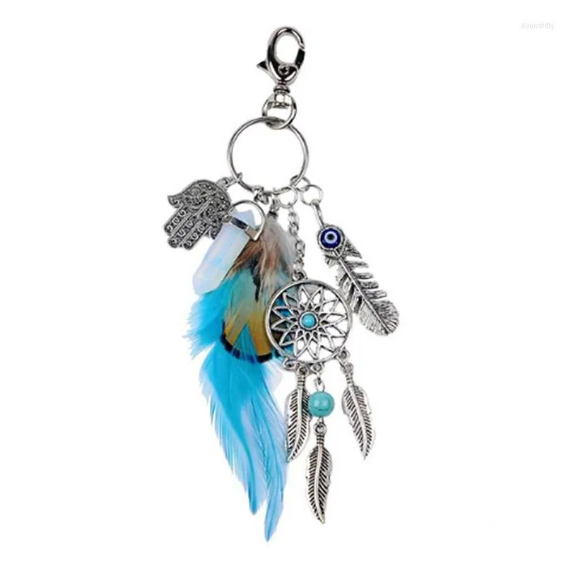 keychains dreamcatcher keyring bag charm fashion boho jewelry feather keychain opal stone artilady natural for women 2023 metal