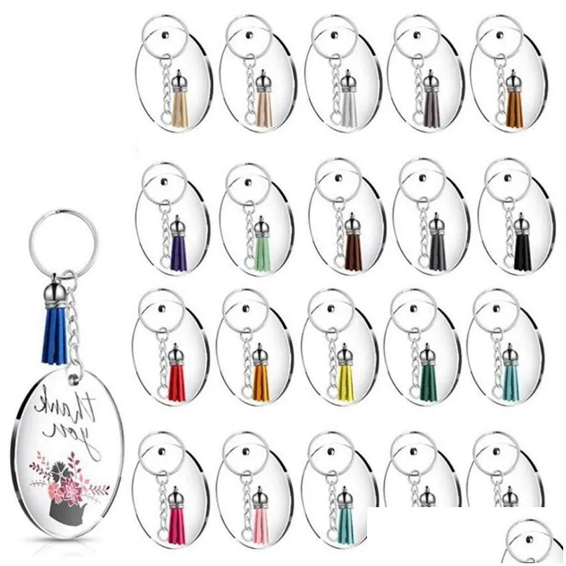 keychains sets of acrylic key chains transparent circle discs set clear round keychain blanks for diykeychains