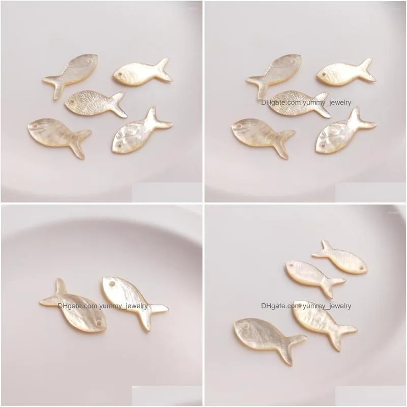 charms 2pc/lot real shell pendant 26x10mm mother of pearl carving fish shape for jewelry making diy necklace earring accessories