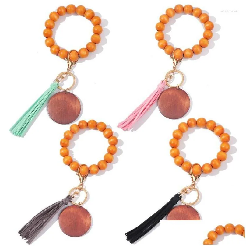 keychains wood beads keyring for women wristlet pendant bracelet keychain keys tassel charms accessories 2023 trend gift