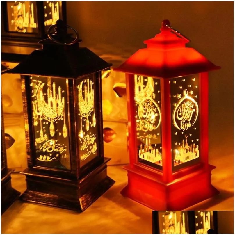 Party Decoration Eid Al Adha Gift Ramadan Led Lantern With Lights Decoratins Arab Muslim Mubarak Festival Decor For Home