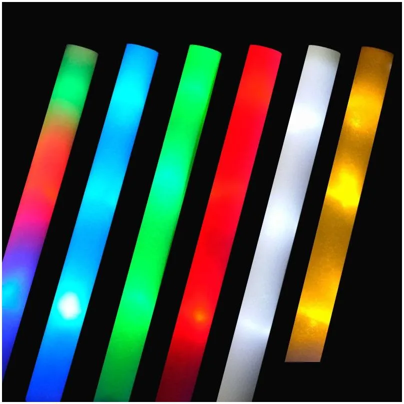 Light-Up Foam Sticks Party Concert Decor LED Soft Batons Rally Rave Glowing Wands Color Changing Flash Torch Festivals Luminous Stick