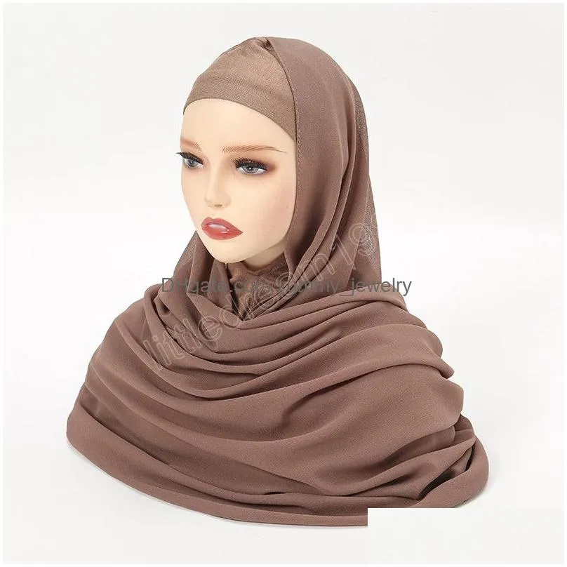 hijab with undercap chiffon hijab scarf instant hijab muslim women fashion headwrap shawls turban hijab for women islam headband