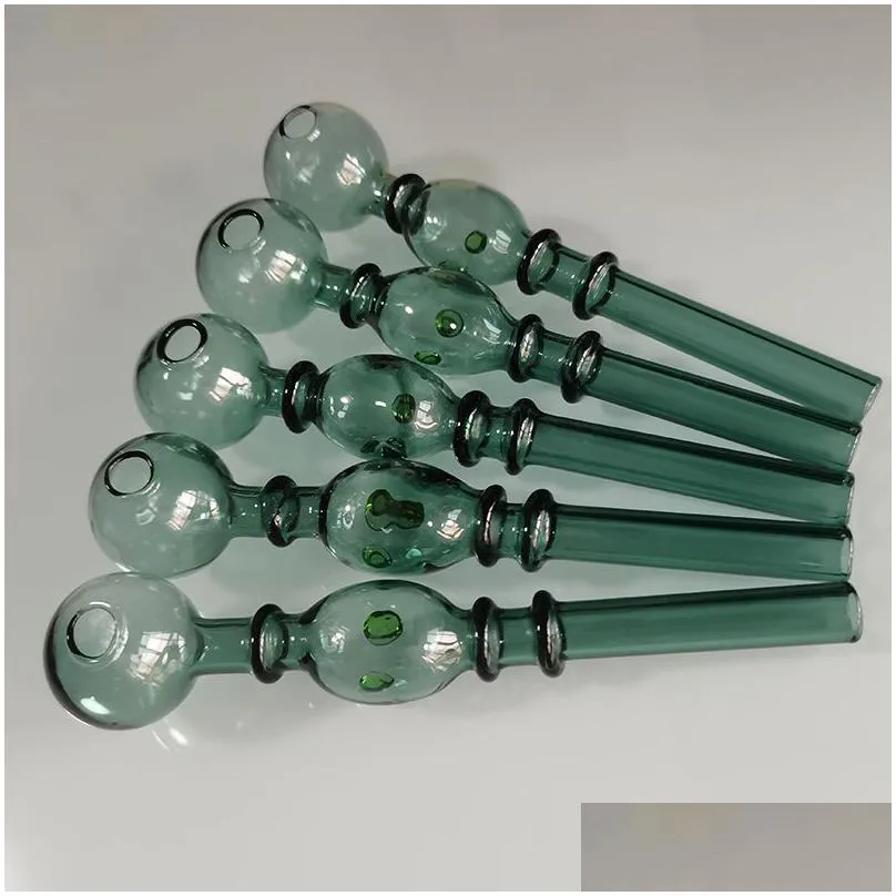 glass oil burner pipes thick pyrex cool glass lake green tobacco pipe for smoking bubbler handcraft glassware herb cigarette tube dot nail burning jumbo
