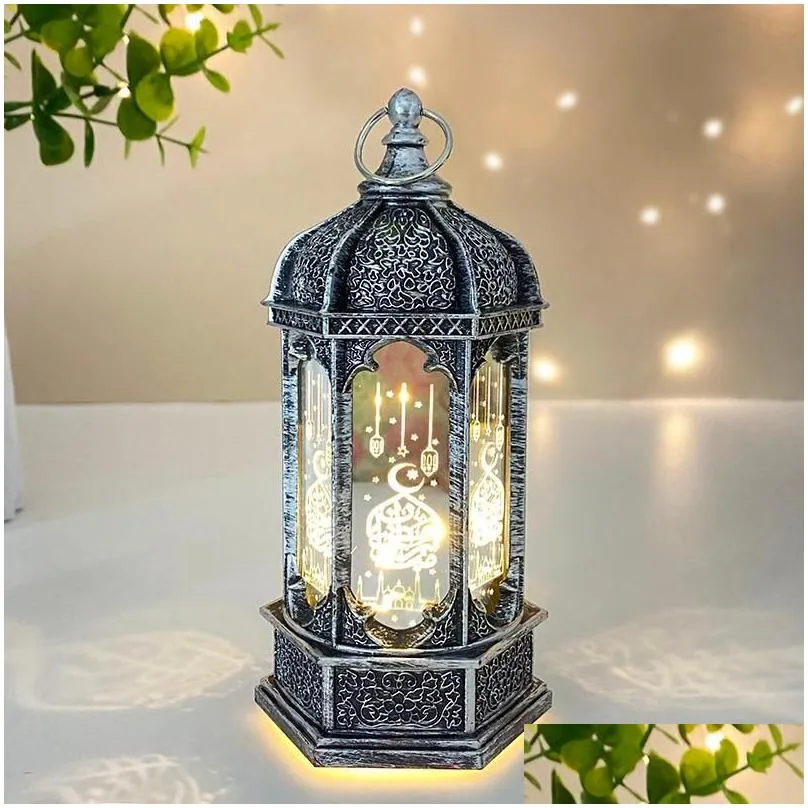 Party Decoration Eid Al Adha Gift Ramadan Led Lantern With Lights Decoratins Arab Muslim Mubarak Festival Decor For Home
