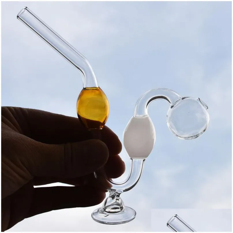 colorful serpentine oil burner pipe portable glass water pipes bowl thick pyrex downstem rig round of small pot glass bubbler tobacco nail for smoking tool new