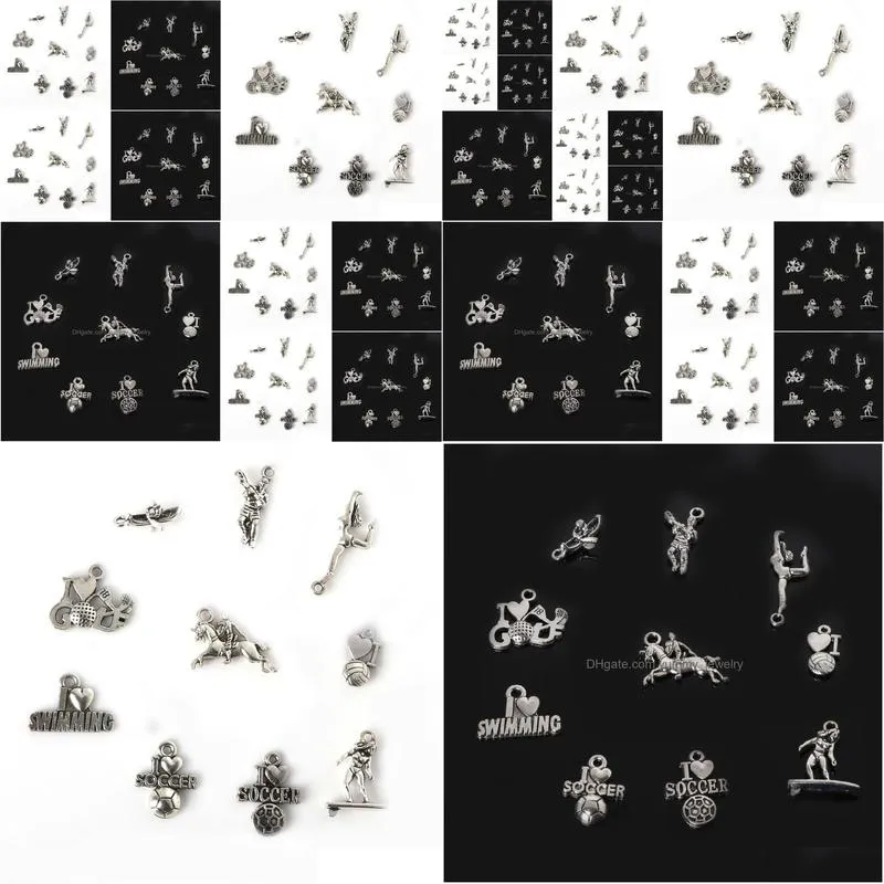 free shipping new 75pcs mixed tibetan silver plated dance surfing pendants jewelry making diy charm handmade crafts jewelry making diy