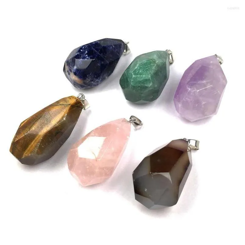 charms fashion faceted crystal pendants natural stone agates quartz pendant for jewelry making diy necklace accessories