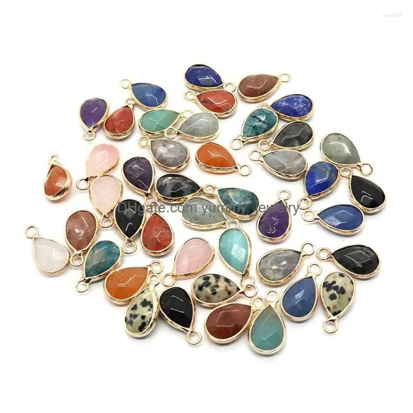 charms natural stone teardrop cut bread edge pendant fashion ladies necklace bracelet accessories couple style holiday gift 10x18mm