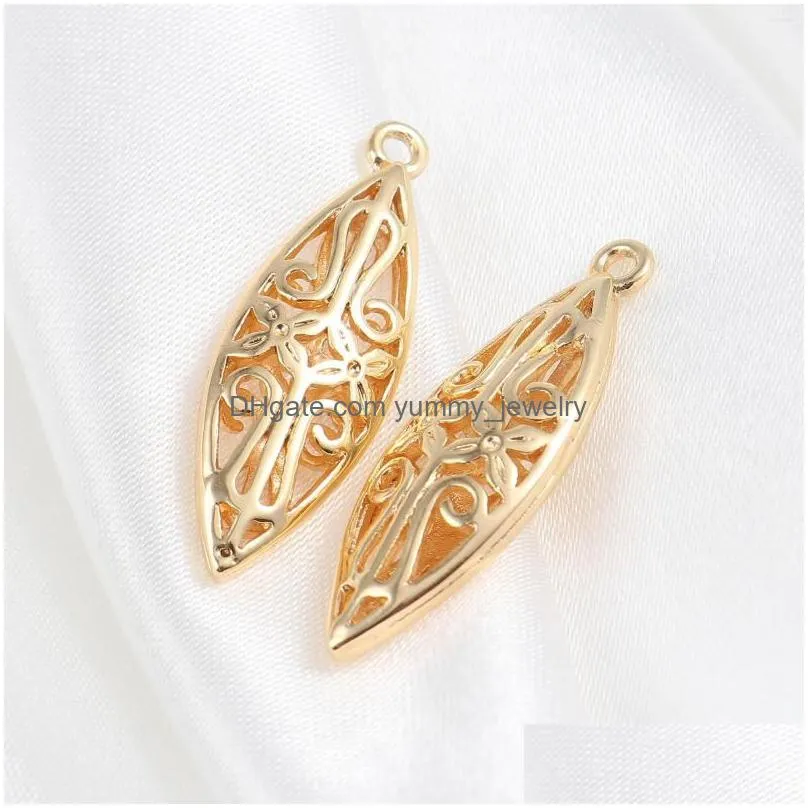 charms 2pcs 3d religious 18k gold color metal filigree pendants hollow cross drop charm for diy earring necklace jewelry finding