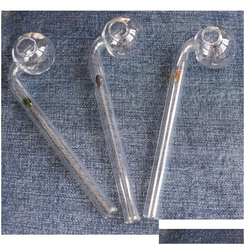 clear pyrex glass oil burner bong water pipe length handcraft borosilicate thick transparent glass hand pipes with radom colored balancer smoking